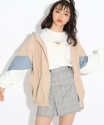 PINK-latte | フード付スポカジバイカラーブルゾン(ブルゾン)