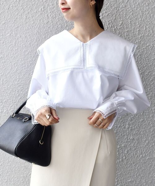 定価1.7万円 新品タグ付 SHIPS ハシゴレースセーラーブラウス 刺繍 定価1.7万円 新品タグ付 SHIPS ハシゴレースセーラーブラウス