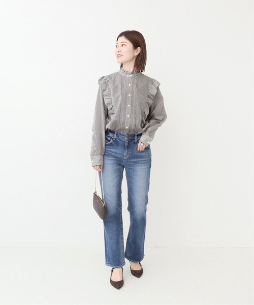 Spick & Span(スピックアンドスパン)の「≪追加2≫コットンシルク ピンタックフリルブラウス(シャツ/ブラウス・レディース・マルチ/ネイビー/ホワイト・FREE)」の13枚目の写真