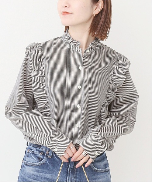 スピックアンドスパン　レオパードドットフリルブラウス　ネイビー 楽天市場】Spick & Span（柄ドット・水玉）（シャツ・ブラウス
