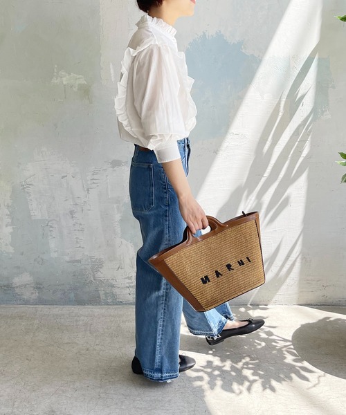 Spick & Span(スピックアンドスパン)の「≪追加2≫コットンシルク ピンタックフリルブラウス(シャツ/ブラウス・レディース・マルチ/ネイビー/ホワイト・FREE)」の5枚目の写真