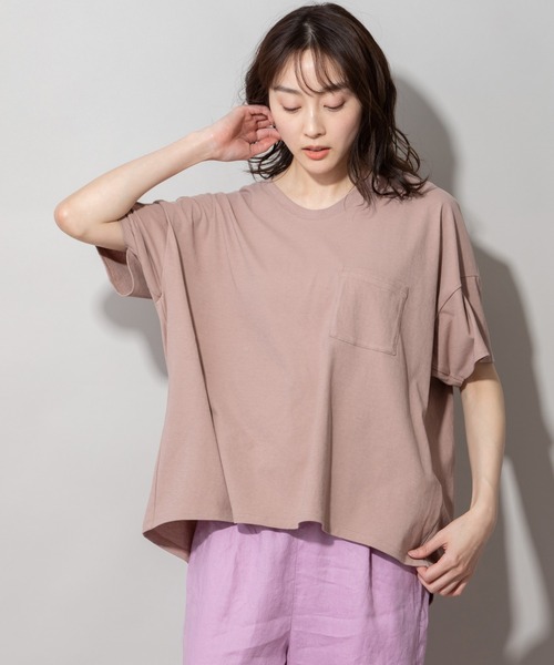 Munich（ミューニック）の「ヴィンテージツイストジャージUネックTシャツ（Tシャツ/カットソー・レディース・ホワイト/ブラック/ベージュ/スモークピンク・FREE）」の8枚目の写真