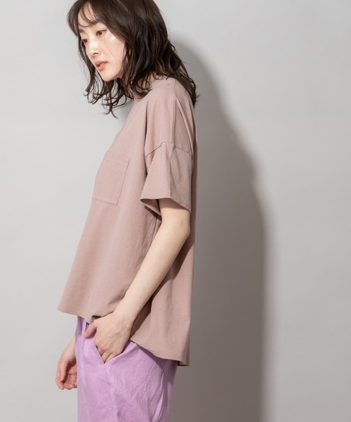 Munich（ミューニック）の「ヴィンテージツイストジャージUネックTシャツ（Tシャツ/カットソー・レディース・ホワイト/ブラック/ベージュ/スモークピンク・FREE）」の9枚目の写真