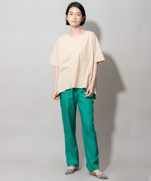 Munich（ミューニック）の「ヴィンテージツイストジャージUネックTシャツ（Tシャツ/カットソー・レディース・ホワイト/ブラック/ベージュ/スモークピンク・FREE）」の11枚目の写真