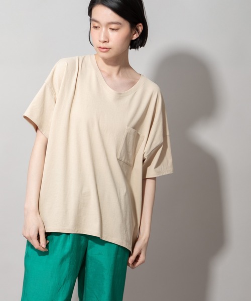 Munich（ミューニック）の「ヴィンテージツイストジャージUネックTシャツ（Tシャツ/カットソー・レディース・ホワイト/ブラック/ベージュ/スモークピンク・FREE）」の15枚目の写真