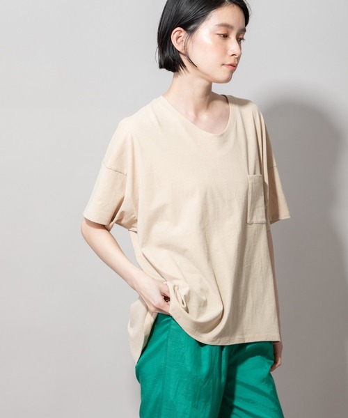 Munich（ミューニック）の「ヴィンテージツイストジャージUネックTシャツ（Tシャツ/カットソー・レディース・ホワイト/ブラック/ベージュ/スモークピンク・FREE）」の16枚目の写真