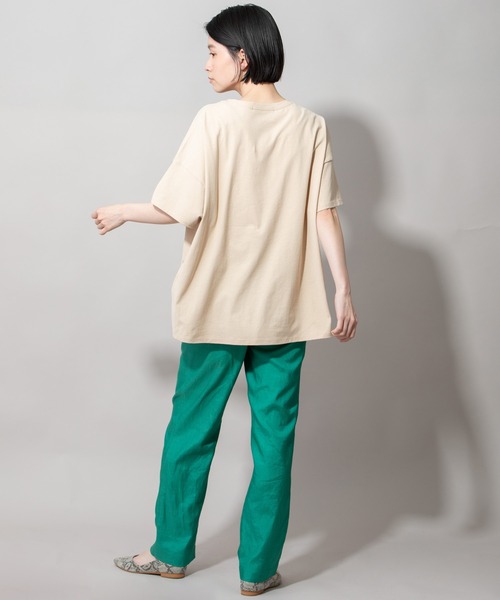 Munich（ミューニック）の「ヴィンテージツイストジャージUネックTシャツ（Tシャツ/カットソー・レディース・ホワイト/ブラック/ベージュ/スモークピンク・FREE）」の14枚目の写真