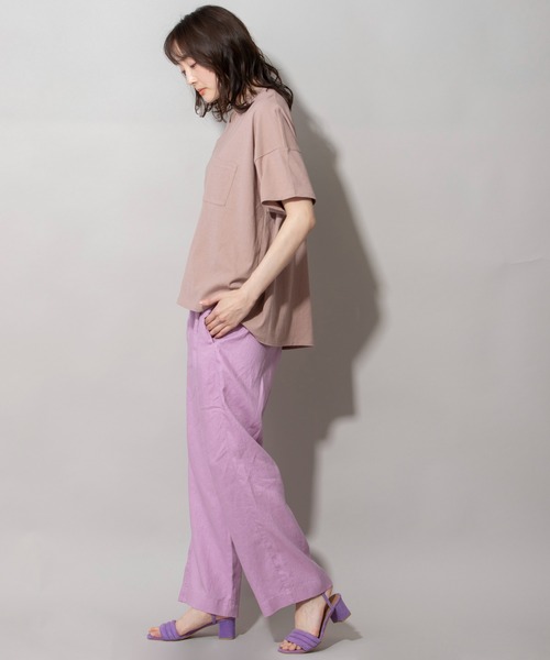 Munich（ミューニック）の「ヴィンテージツイストジャージUネックTシャツ（Tシャツ/カットソー・レディース・ホワイト/ブラック/ベージュ/スモークピンク・FREE）」の6枚目の写真