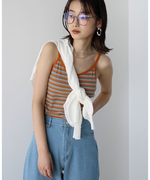 GeeRA（ジーラ）の「カップ付テレコリブキャミソール（キャミソール・レディース・ブラック/サックスブルー/オレンジ/ライトグリーン/ピンクベージュ・MEDIUM）」の5枚目の写真