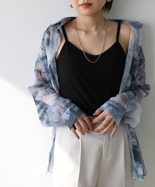 GeeRA（ジーラ）の「カップ付テレコリブキャミソール（キャミソール・レディース・ブラック/サックスブルー/オレンジ/ライトグリーン/ピンクベージュ・MEDIUM）」の6枚目の写真