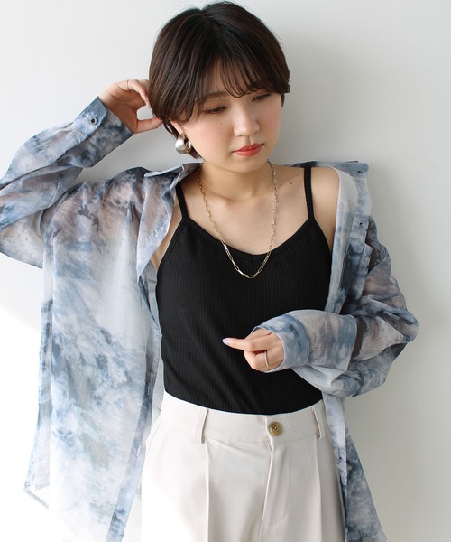 GeeRA（ジーラ）の「カップ付テレコリブキャミソール（キャミソール・レディース・ブラック/サックスブルー/オレンジ/ライトグリーン/ピンクベージュ・MEDIUM）」の7枚目の写真