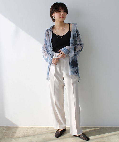 GeeRA（ジーラ）の「カップ付テレコリブキャミソール（キャミソール・レディース・ブラック/サックスブルー/オレンジ/ライトグリーン/ピンクベージュ・MEDIUM）」の8枚目の写真