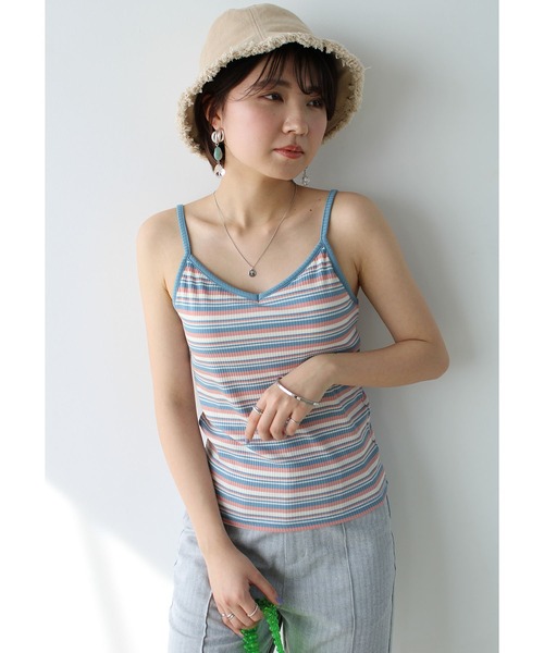 GeeRA（ジーラ）の「カップ付テレコリブキャミソール（キャミソール・レディース・ブラック/サックスブルー/オレンジ/ライトグリーン/ピンクベージュ・MEDIUM）」の13枚目の写真