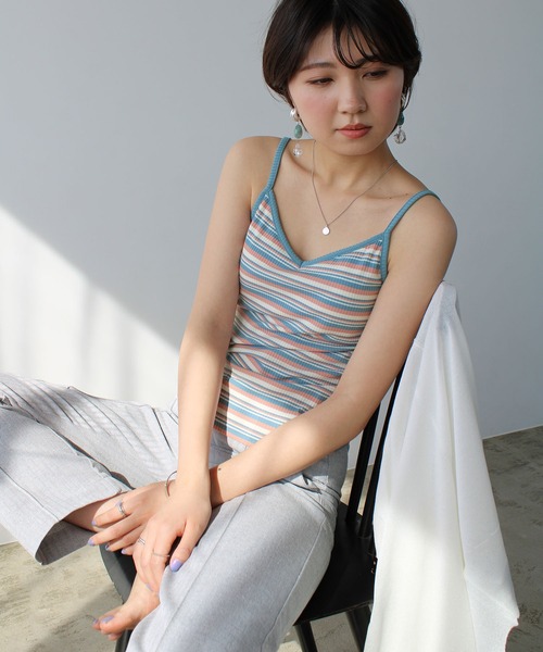 GeeRA（ジーラ）の「カップ付テレコリブキャミソール（キャミソール・レディース・ブラック/サックスブルー/オレンジ/ライトグリーン/ピンクベージュ・MEDIUM）」の14枚目の写真