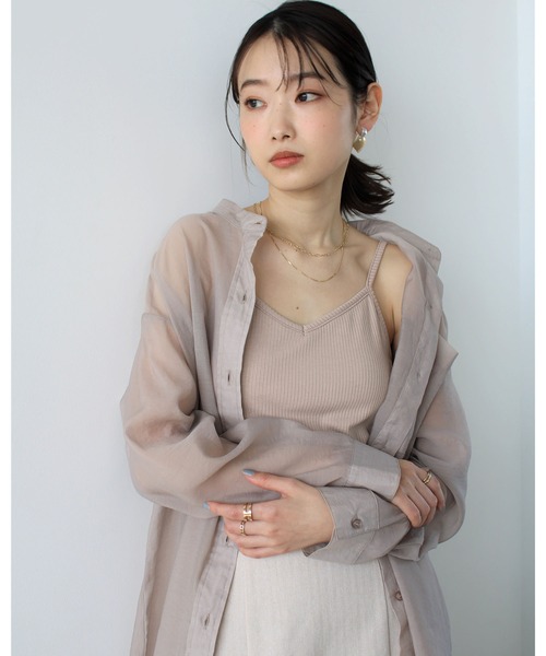 GeeRA（ジーラ）の「カップ付テレコリブキャミソール（キャミソール・レディース・ブラック/サックスブルー/オレンジ/ライトグリーン/ピンクベージュ・MEDIUM）」の18枚目の写真