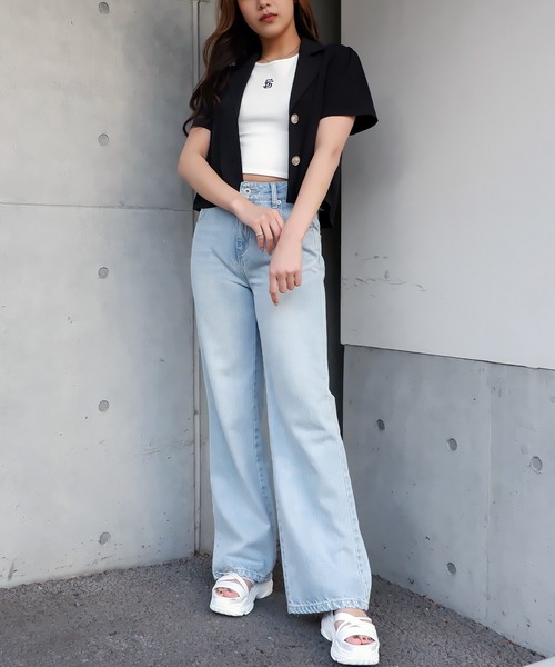 SPIRALGIRL(スパイラルガール)の「ワンポイントアイコンロゴちびTシャツ(Tシャツ/カットソー・レディース・ブラック/パープル/オフホワイト/イエロー・FREE)」の5枚目の写真