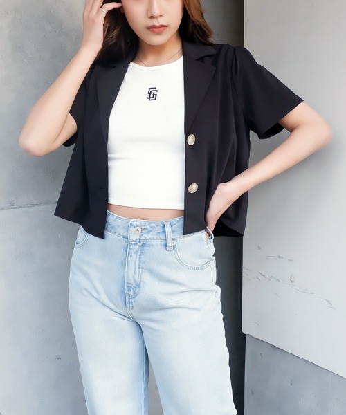 SPIRALGIRL(スパイラルガール)の「ワンポイントアイコンロゴちびTシャツ(Tシャツ/カットソー・レディース・ブラック/パープル/オフホワイト/イエロー・FREE)」の13枚目の写真