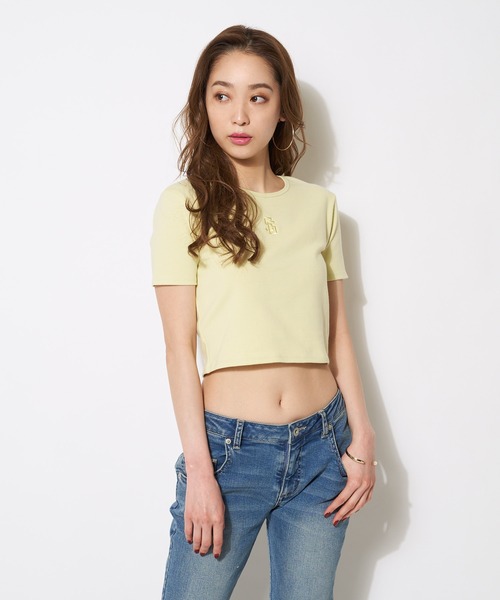 SPIRALGIRL(スパイラルガール)の「ワンポイントアイコンロゴちびTシャツ(Tシャツ/カットソー・レディース・ブラック/パープル/オフホワイト/イエロー・FREE)」の21枚目の写真