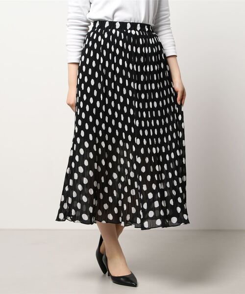 Q（キュー）の「ドットクリンクルスカート（スカート・レディース・ホワイト系その他/ブラック系その他・MEDIUM）」の6枚目の写真