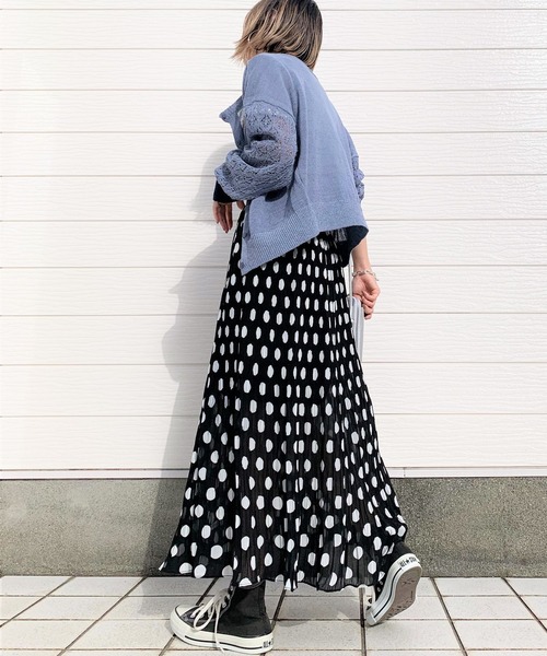 Q（キュー）の「ドットクリンクルスカート（スカート・レディース・ホワイト系その他/ブラック系その他・MEDIUM）」の8枚目の写真