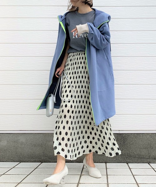 Q（キュー）の「ドットクリンクルスカート（スカート・レディース・ホワイト系その他/ブラック系その他・MEDIUM）」の9枚目の写真