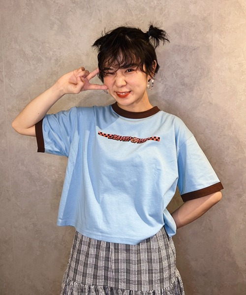 ムラサキスポーツ by 光永(ムラサキスポーツバイヒナタ)の「【ZOZOタウン限定アイテム】SANTACRUZ/サンタクルーズ × 光永(ひなた)監修アイテム ルーズシルエット リンガーTシャツ/バックプリントTシャツ 502221449(Tシャツ/カットソー・レディース・ホワイト/ライトブルー/ブラック/グリーン・M/L)」の4枚目の写真