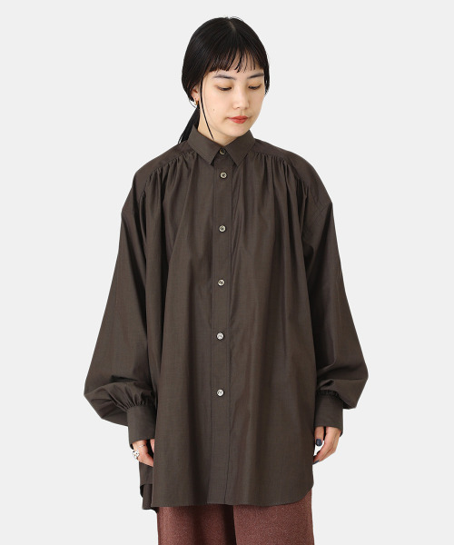 BALLAST ARK（バラストアーク）の「BALLAST ARK / バラストアーク：GATHER SHIRTS：BA05-SH001[AST]（シャツ/ブラウス・メンズ・ダークブラウン/ホワイト系その他・FREE）」の16枚目の写真