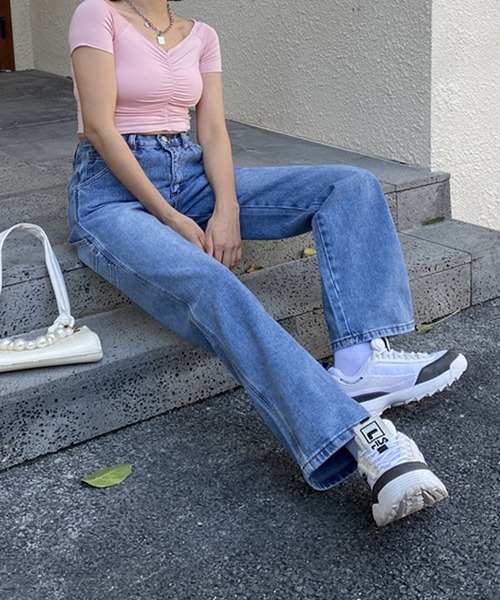 ANOTHER S（アナザーエス）の「ストレートカラーデニムパンツ（デニムパンツ・レディース・グリーン/ピンク/ブラウン/ブルー/グレー/ホワイト・L/M/S）」の11枚目の写真