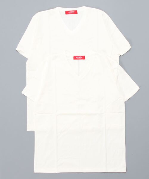 VIBGYOR(ヴィブジョー)の「ポケット付きVネックTEE(BL)(Tシャツ/カットソー・メンズ・ホワイト/ブラック・MEDIUM/LARGE)」の2枚目の写真