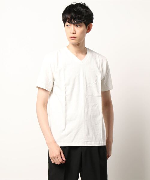 VIBGYOR(ヴィブジョー)の「ポケット付きVネックTEE(BL)(Tシャツ/カットソー・メンズ・ホワイト/ブラック・MEDIUM/LARGE)」の8枚目の写真