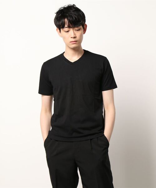 VIBGYOR(ヴィブジョー)の「ポケット付きVネックTEE(BL)(Tシャツ/カットソー・メンズ・ホワイト/ブラック・MEDIUM/LARGE)」の7枚目の写真