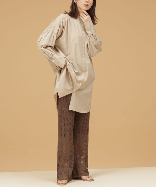 NANO universe（ナノユニバース）の「LB.03/ラッセルニットフレアパンツ（その他パンツ・レディース・ベージュ/ブラウン/イエロー・Ⅰ/Ⅱ）」の6枚目の写真