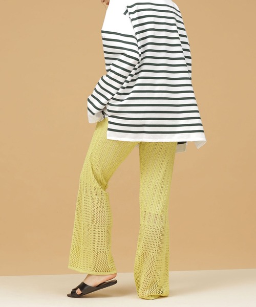 NANO universe（ナノユニバース）の「LB.03/ラッセルニットフレアパンツ（その他パンツ・レディース・ベージュ/ブラウン/イエロー・Ⅰ/Ⅱ）」の4枚目の写真