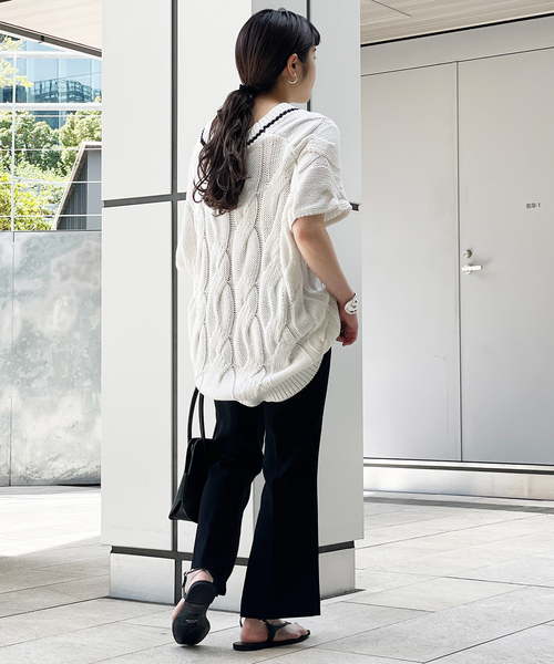 AP STUDIO(エーピーストゥディオ)の「ケーブルニットベスト(ニット/セーター・レディース・ホワイト/ネイビー・FREE)」の21枚目の写真