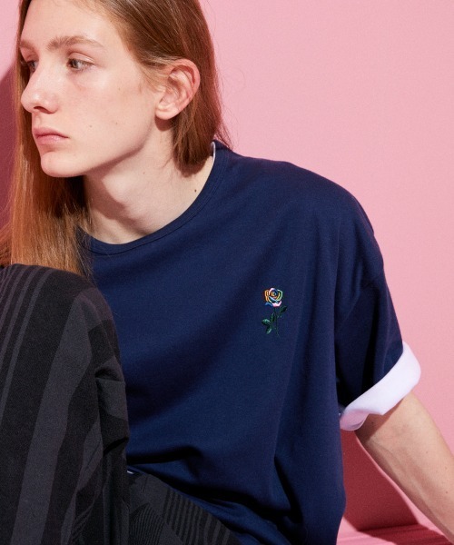 rehacer(レアセル)の「rehacer : Rainbow Rose Wide CS / レインボーローズ ワイドカットソー(Tシャツ/カットソー・メンズ・ネイビー/グリーン/ブラック/ホワイト・X-LARGE/LARGE/MEDIUM/SMALL)」の4枚目の写真