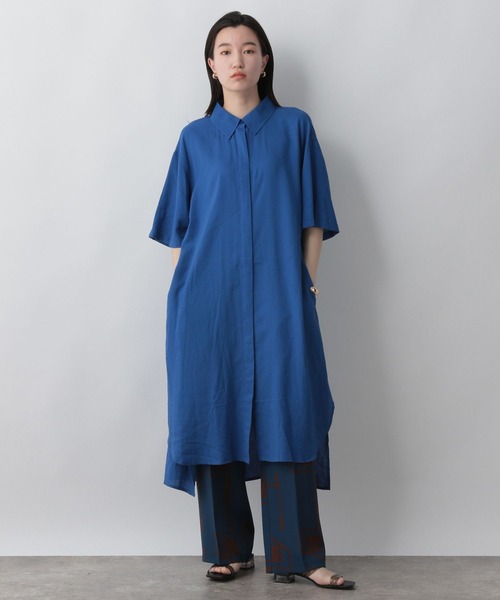 LOWRYS FARM（ローリーズファーム）の「レーヨンシャツワンピース　281273（シャツワンピース・レディース・ブラック/アイボリー/ブルー・FREE）」の3枚目の写真