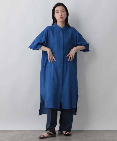 LOWRYS FARM（ローリーズファーム）の「レーヨンシャツワンピース　281273（シャツワンピース・レディース・ブラック/アイボリー/ブルー・FREE）」の8枚目の写真