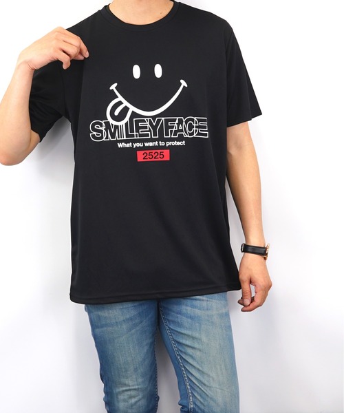 Burner（バーナー）の「【GROOVY STORE】スマイル Tシャツ ハニカム メッシュ   COOL&DRY”吸水速乾”（Tシャツ/カットソー・メンズ・ブラック/イエロー/ネイビー/ホワイト・M/LL/L）」の4枚目の写真