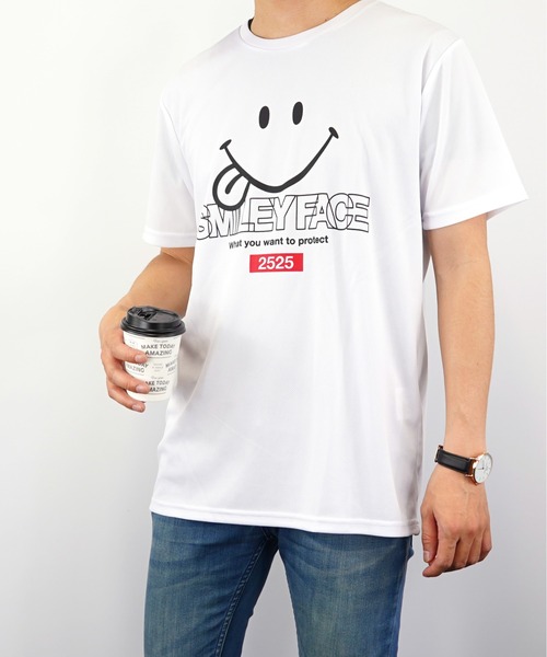 Burner（バーナー）の「【GROOVY STORE】スマイル Tシャツ ハニカム メッシュ   COOL&DRY”吸水速乾”（Tシャツ/カットソー・メンズ・ブラック/イエロー/ネイビー/ホワイト・M/LL/L）」の6枚目の写真