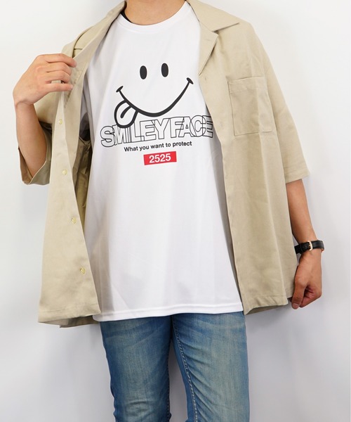 Burner（バーナー）の「【GROOVY STORE】スマイル Tシャツ ハニカム メッシュ   COOL&DRY”吸水速乾”（Tシャツ/カットソー・メンズ・ブラック/イエロー/ネイビー/ホワイト・M/LL/L）」の10枚目の写真