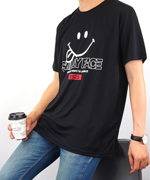 Burner（バーナー）の「【GROOVY STORE】スマイル Tシャツ ハニカム メッシュ   COOL&DRY”吸水速乾”（Tシャツ/カットソー・メンズ・ブラック/イエロー/ネイビー/ホワイト・M/LL/L）」の12枚目の写真