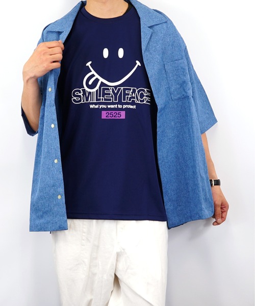 Burner（バーナー）の「【GROOVY STORE】スマイル Tシャツ ハニカム メッシュ   COOL&DRY”吸水速乾”（Tシャツ/カットソー・メンズ・ブラック/イエロー/ネイビー/ホワイト・M/LL/L）」の22枚目の写真