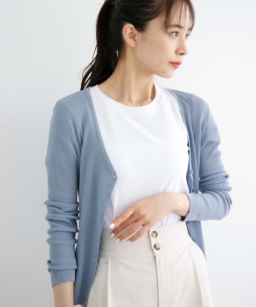 fifth(フィフス)の「【スタイリストレコメンド】Vネックリブニットカーディガン(カーディガン/ボレロ・レディース・ホワイト/ブラック/グリーン/ブルー系その他5/ラベンダー・M)」の5枚目の写真