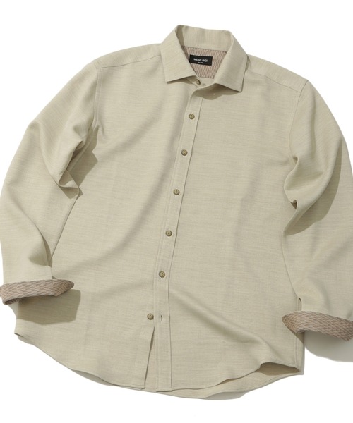 MEN'S BIGI(メンズビギ)の「【Reflax】スラブツイルシャツ(シャツ/ブラウス・メンズ・ベージュ/ネイビー/イエロー/レンガ・01/02/03/04)」の1枚目の写真