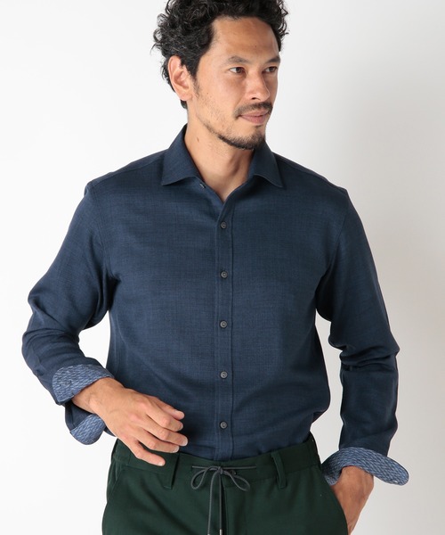 MEN'S BIGI(メンズビギ)の「【Reflax】スラブツイルシャツ(シャツ/ブラウス・メンズ・ベージュ/ネイビー/イエロー/レンガ・01/02/03/04)」の6枚目の写真