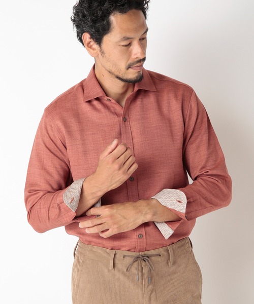 MEN'S BIGI(メンズビギ)の「【Reflax】スラブツイルシャツ(シャツ/ブラウス・メンズ・ベージュ/ネイビー/イエロー/レンガ・01/02/03/04)」の7枚目の写真