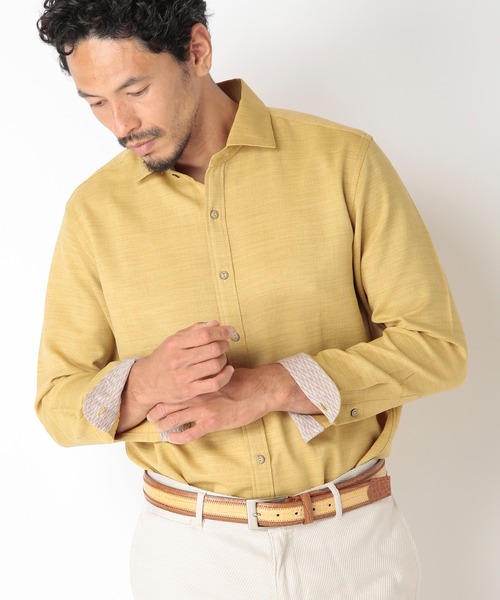 MEN'S BIGI(メンズビギ)の「【Reflax】スラブツイルシャツ(シャツ/ブラウス・メンズ・ベージュ/ネイビー/イエロー/レンガ・01/02/03/04)」の11枚目の写真