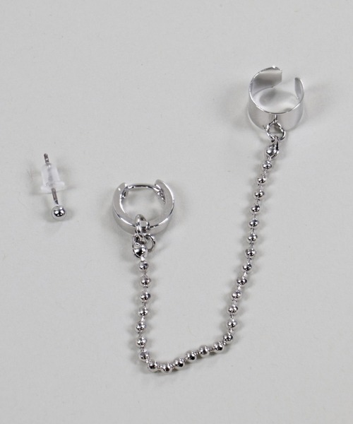 SPINNS（スピンズ）の「シルバーチェーンイヤーカフ付きピアス（ピアス（片耳用）・メンズ・A/B・ONESIZE）」の2枚目の写真