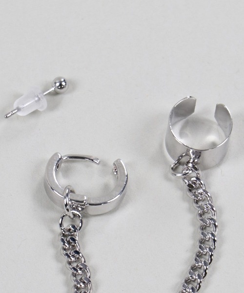 SPINNS（スピンズ）の「シルバーチェーンイヤーカフ付きピアス（ピアス（片耳用）・メンズ・A/B・ONESIZE）」の6枚目の写真