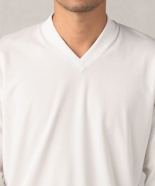 COMME CA MEN（コムサメン）の「ドレスVネック　ロングスリーブT（Tシャツ/カットソー・メンズ・ホワイト/ブラック・M/L）」の7枚目の写真